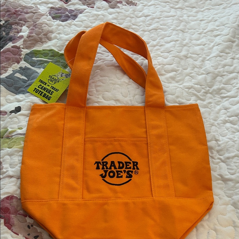Trader Joe's Halloween Orange Canvas Tote Bag